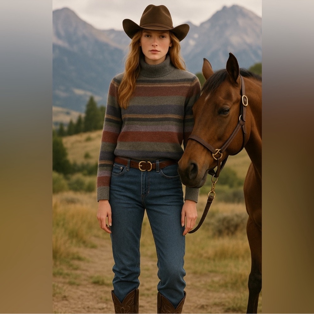 Lauren Ralph Lauren blanket serape stripe lambswool sweater